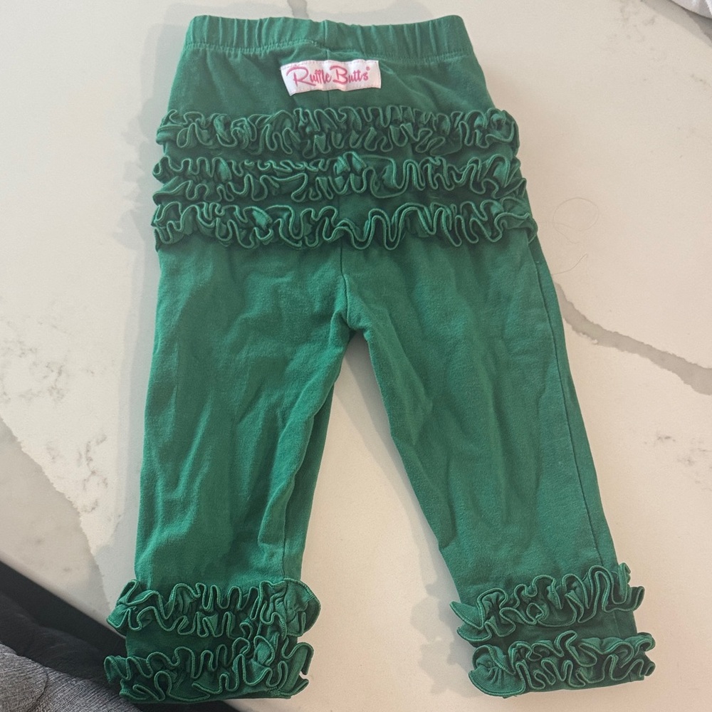Ruffle Butts Green Leggings with Ruffles